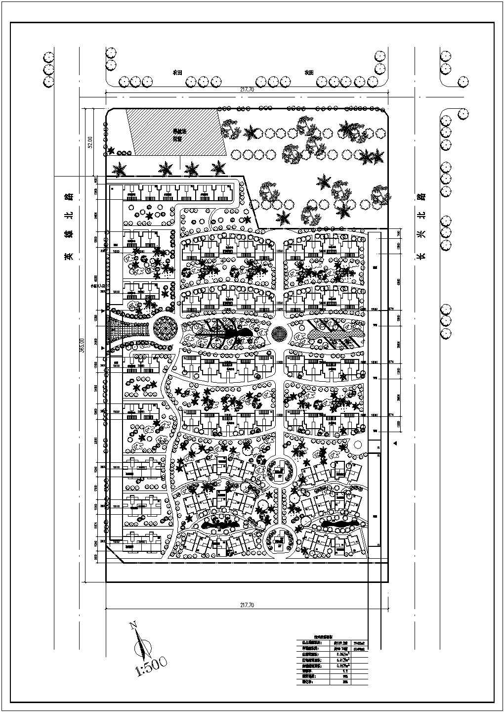某地多层住宅小区规划总平面布置图