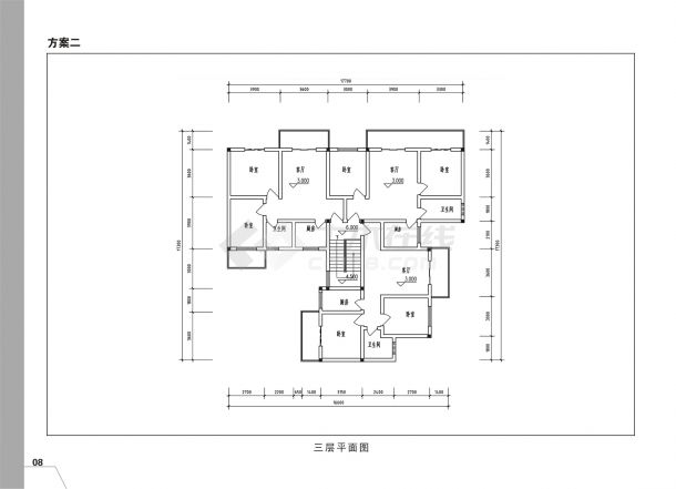 三层框架结构别墅设计cad图，含效果图-图一