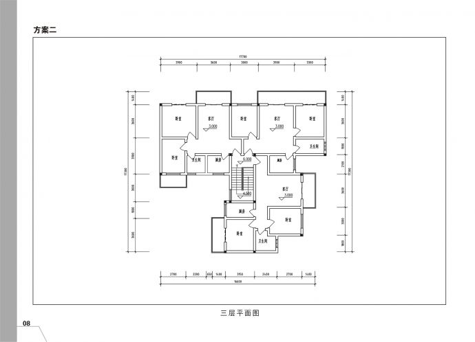 三层框架结构别墅设计cad图，含效果图_图1