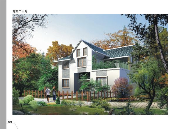 295平方米砖混结构农村住宅设计cad图，含效果图-图一