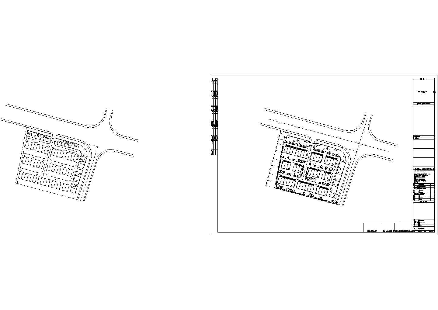 别墅园总体布局设计平面cad图含效果图