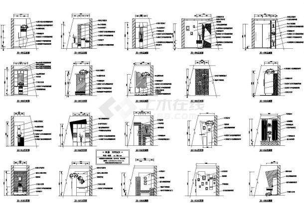 典型玄关衣帽柜装修设计cad施工图图集（标注详细，20图）-图一
