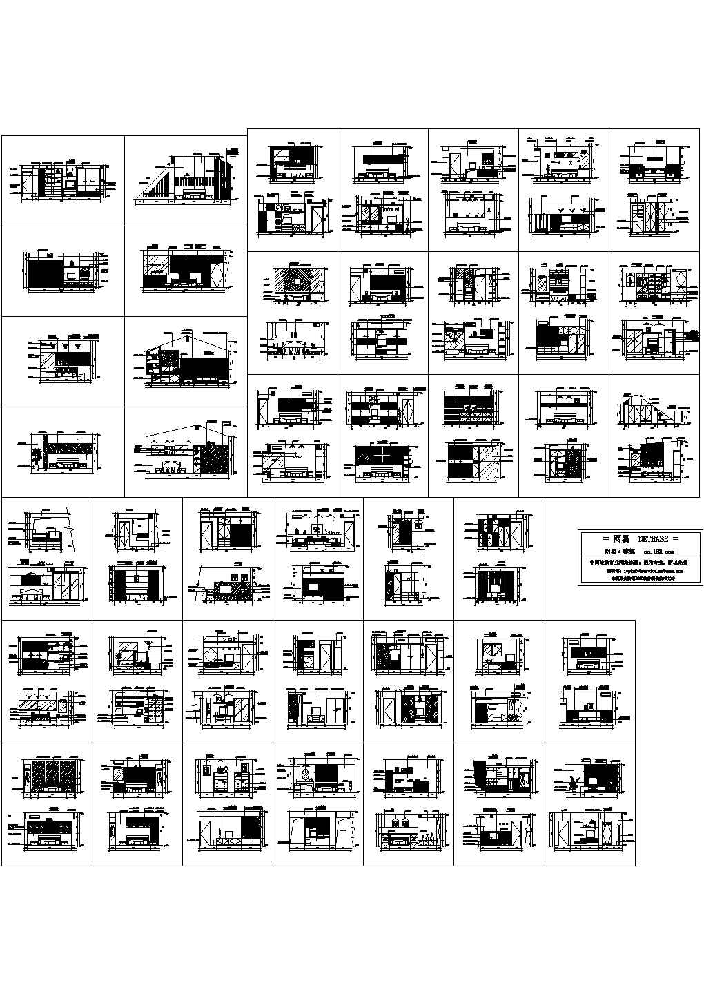 43个主人房及卧室立面装修设计方案cad图集（大院设计，43图）