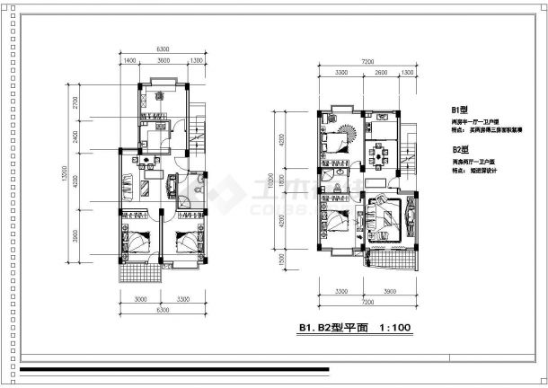 某地小型住宅规划建筑设计方案图（标注详细）-图二