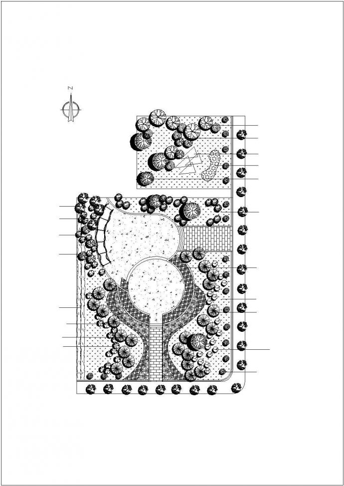 某地小型广场南侧绿化园林设计图（标注详细）_图1