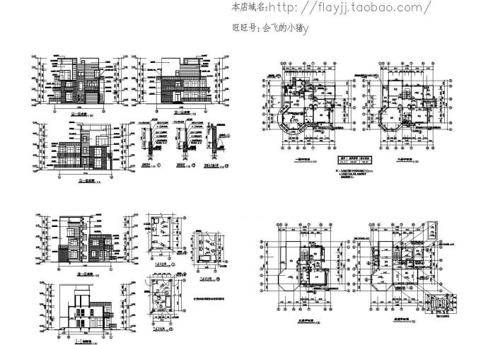 长14.4米 宽13.5米 3层346.4平米别墅建筑设计图_图1