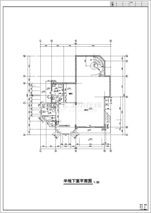 东莞市某地三层框架结构别墅建筑设计施工图纸-图二