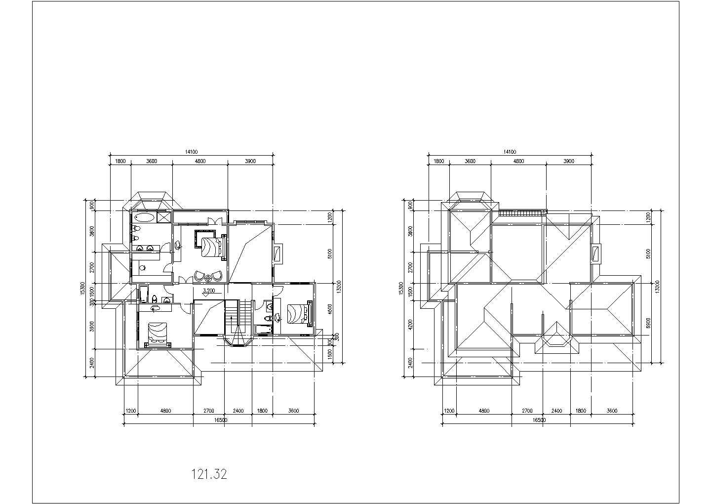 某地小型精致时尚的二层别墅建筑设计图（共4张）