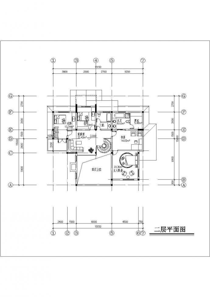 某区欧式别墅建筑设计方案图纸（共8张）_图1