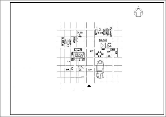 某市小别墅建筑设计方案图纸（共5张）_图1