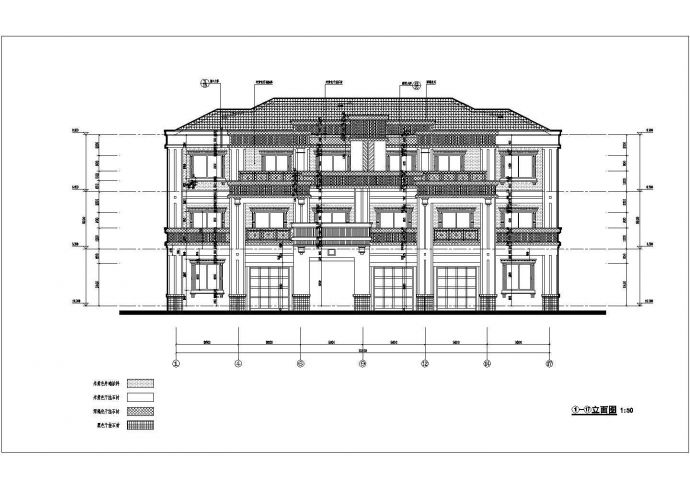 某地区3层框架结构别墅建筑设计方案图_图1