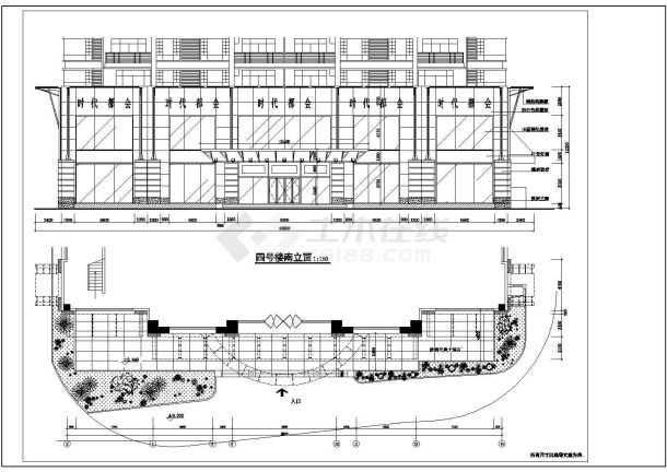 花园商业街建筑施工图（共16张）-图二