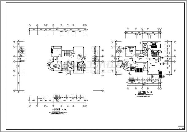 某地上三层框架结构独栋别墅建筑施工图纸-图二