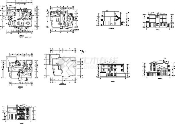 长18.24米宽16.74米3层487.4平米大豪华别墅建筑设计图-图一
