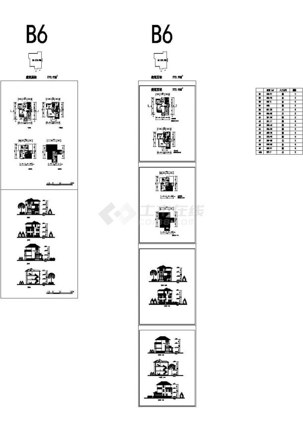 3层273.9平米欧式别墅建筑设计cad图-图一