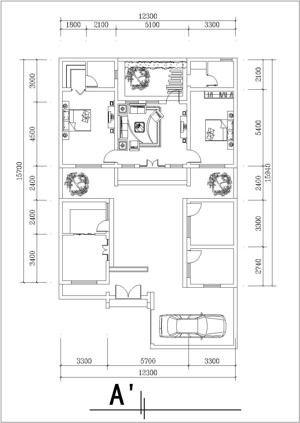 12张现代四合院住宅户型设计图纸