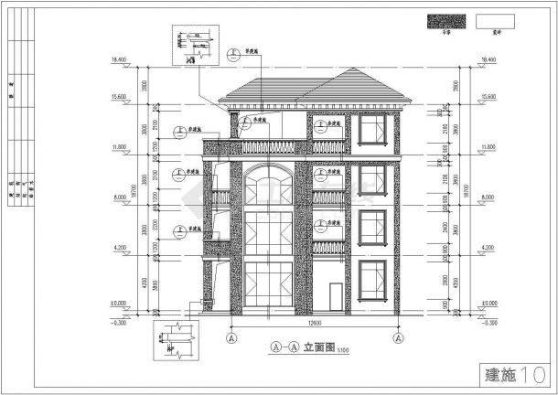 某农村四层框架结构住宅楼建筑设计方案图纸-图二