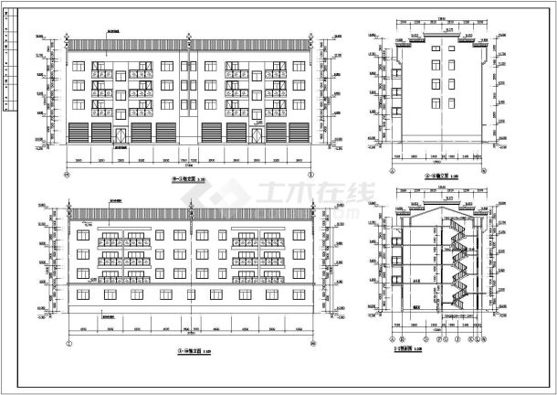 某地五层办公楼及四层住宅楼建筑设计方案图纸-图一