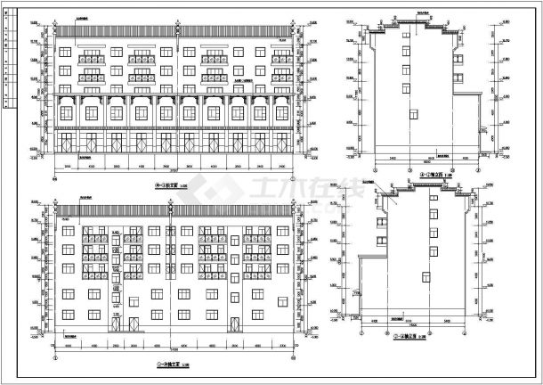 某地五层办公楼及四层住宅楼建筑设计方案图纸-图二