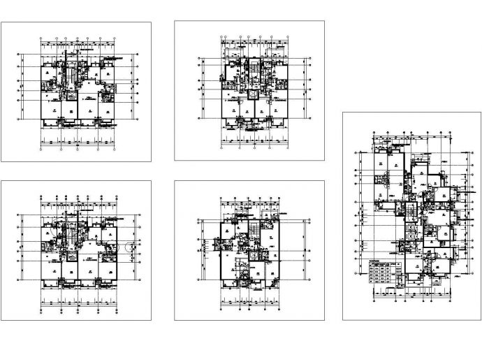 北京某在建楼盘户型设计建施cad图，共五张_图1
