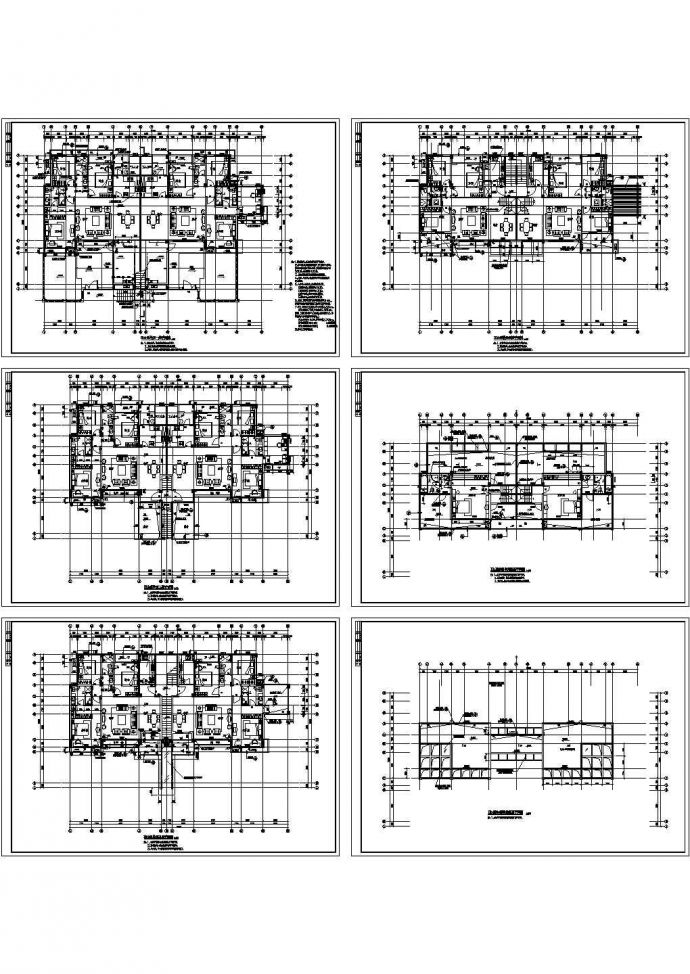 单体洋房装修设计建施cad图，共六张_图1