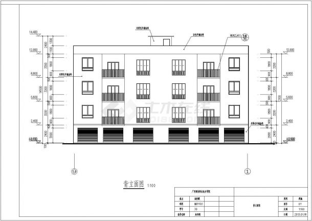 某地区四层框架结构住宅楼建筑设计方案图-图一