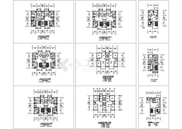 9种多层住宅户型设计方案图纸（知名设计院设计）-图一