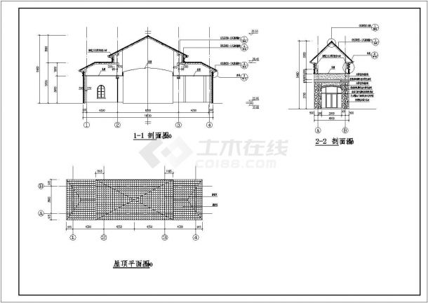 某住宅小区坡屋顶大门及门卫室建筑设计方案图-图二