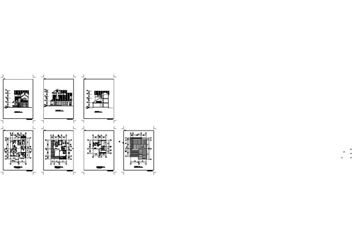 三层独栋别墅建筑施工cad图，共七张_图1