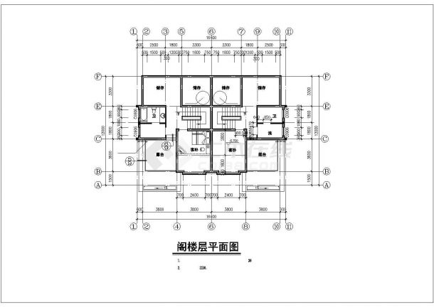 某地二层带阁楼双拼别墅建筑施工图（含设计说明）-图二