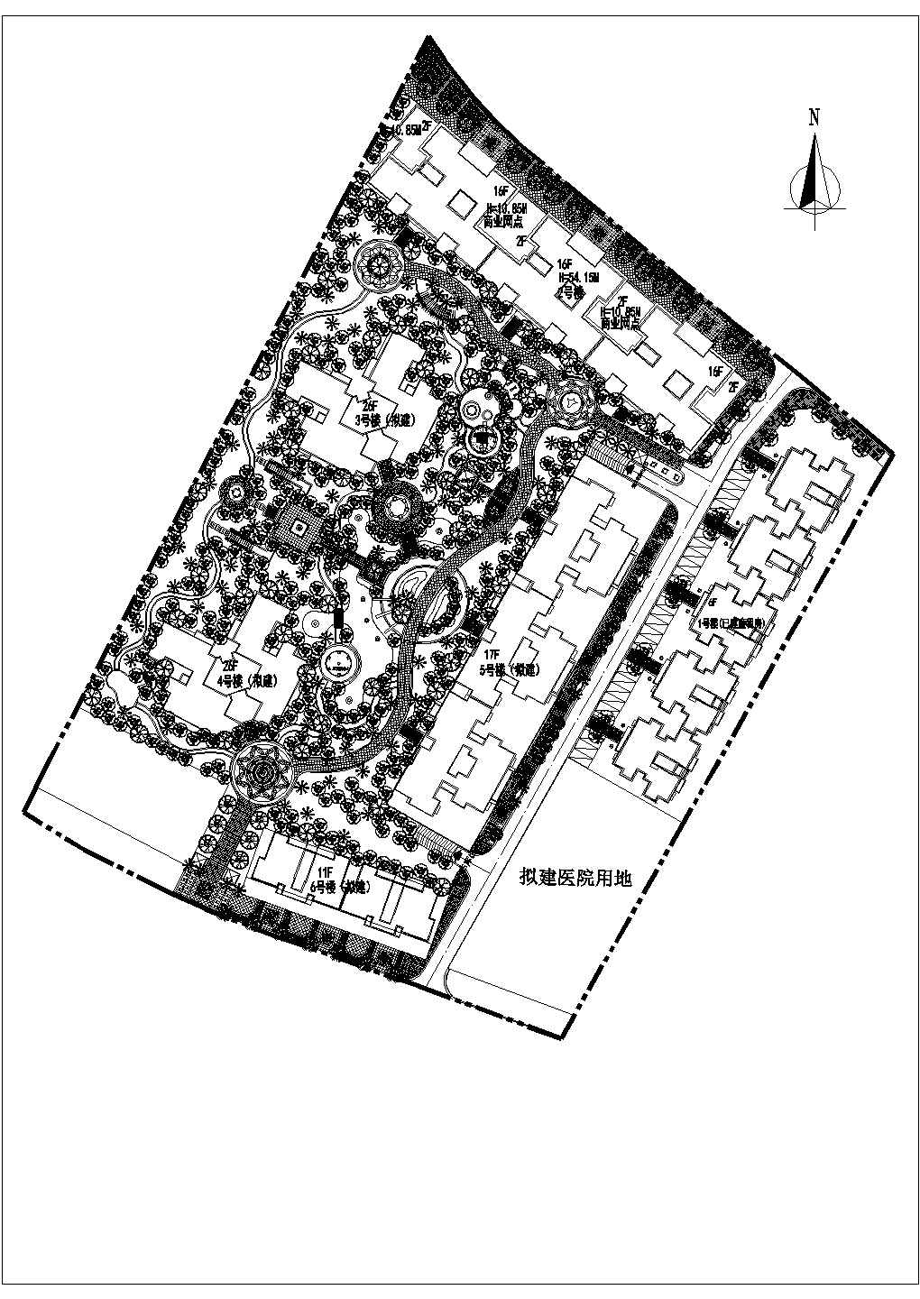 滨河花园小区景观规划设计总平面图