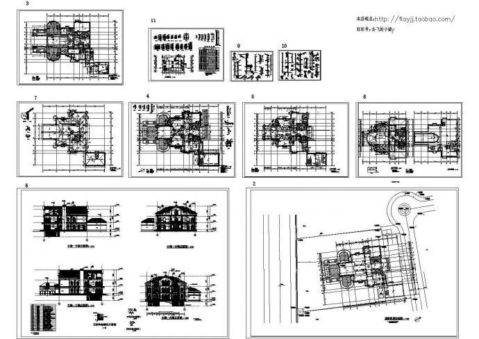 986平方米3层意大利式别墅建筑施工设计cad图_图1