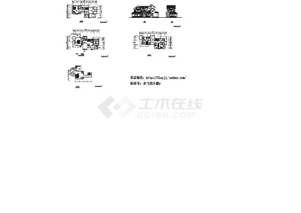 665平米3层别墅建筑设计cad图，共五张-图一