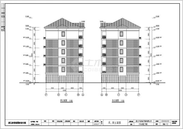 浙江省某地六层砖混结构住宅楼建筑设计施工图-图二