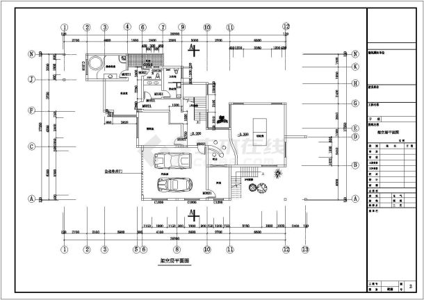 某地小型二层休闲别墅建筑方案图（标注详细）-图一