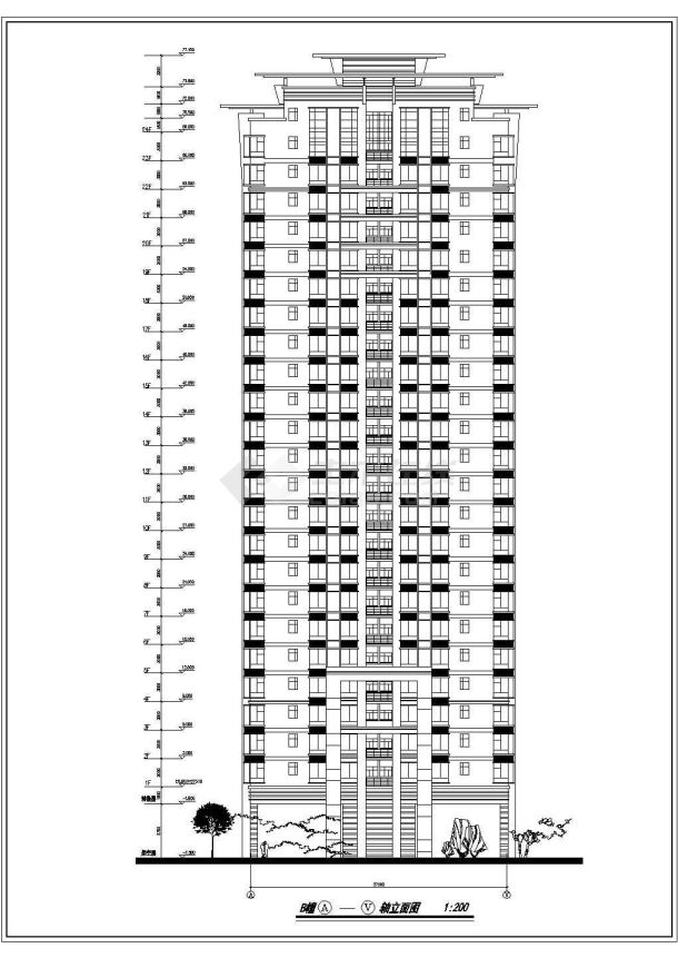 某地简单实用的24层住宅楼建筑方案图 -图二