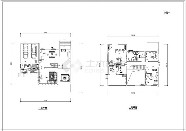 比较简单的三层别墅建筑图纸带效果图-图二