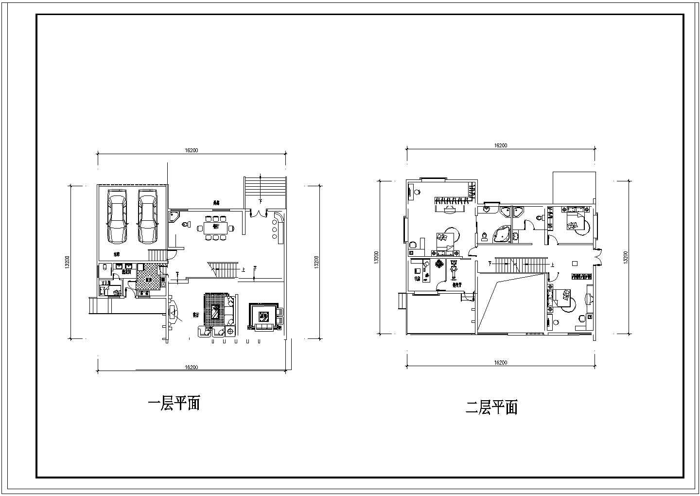 比较简单的三层别墅建筑图纸带效果图