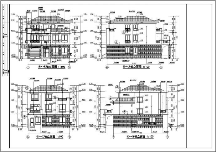 高级砖混结构独栋别墅建筑、结构及水电全套施工图_图1