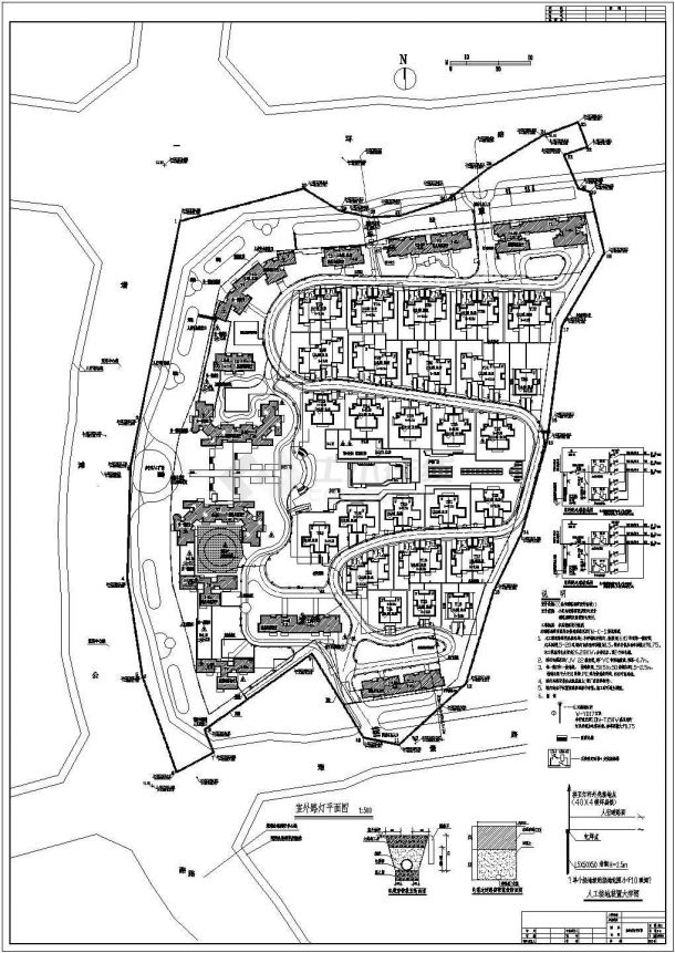 广州某小区路灯工程电气设计总平面图-图一