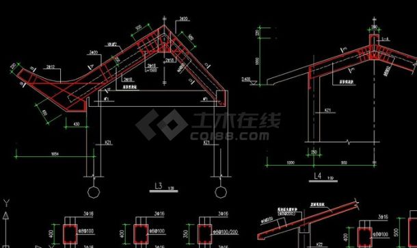 亭子结构剖面图大样图-图一