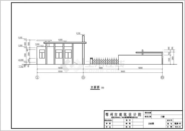 鄂州市某地一层砖混结构大门、传达室及围墙设计方案图-图二