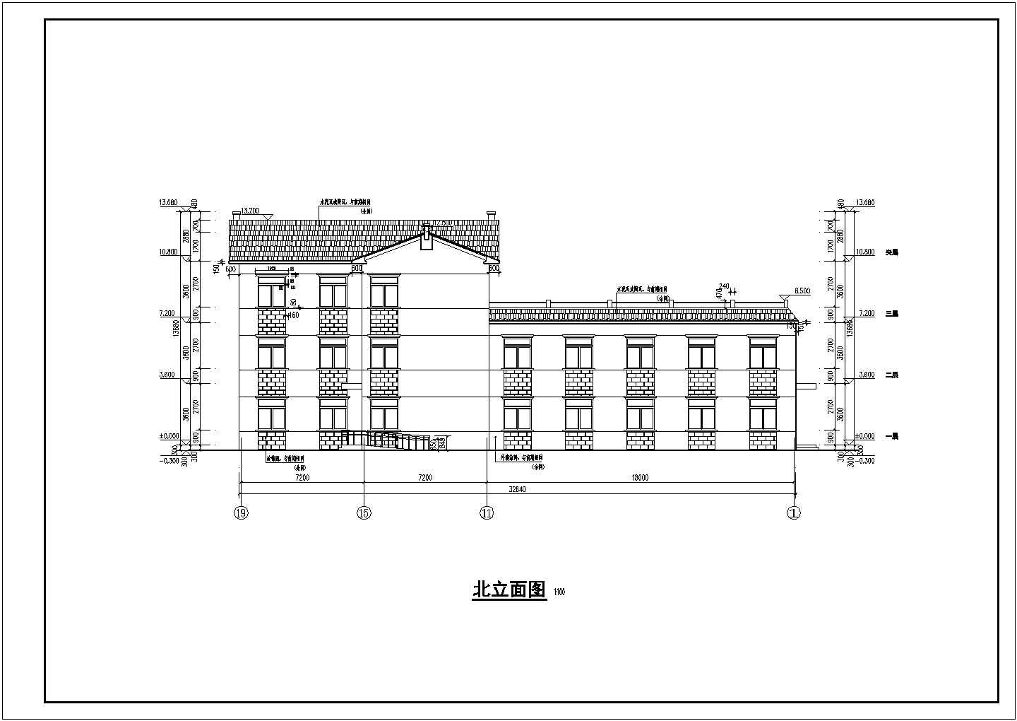 某学校三层砖混结构教师宿舍楼建筑施工图