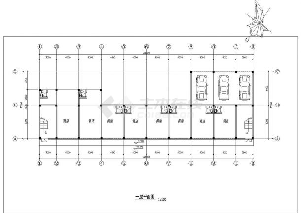 某地六层商业建筑平立面方案图（共8张）-图二