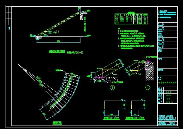 某直跑钢梯cad节点详图设计 ，共一张图