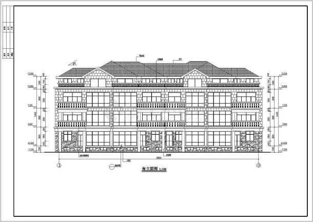 某地区三层联排别墅楼建筑设计施工图-图一