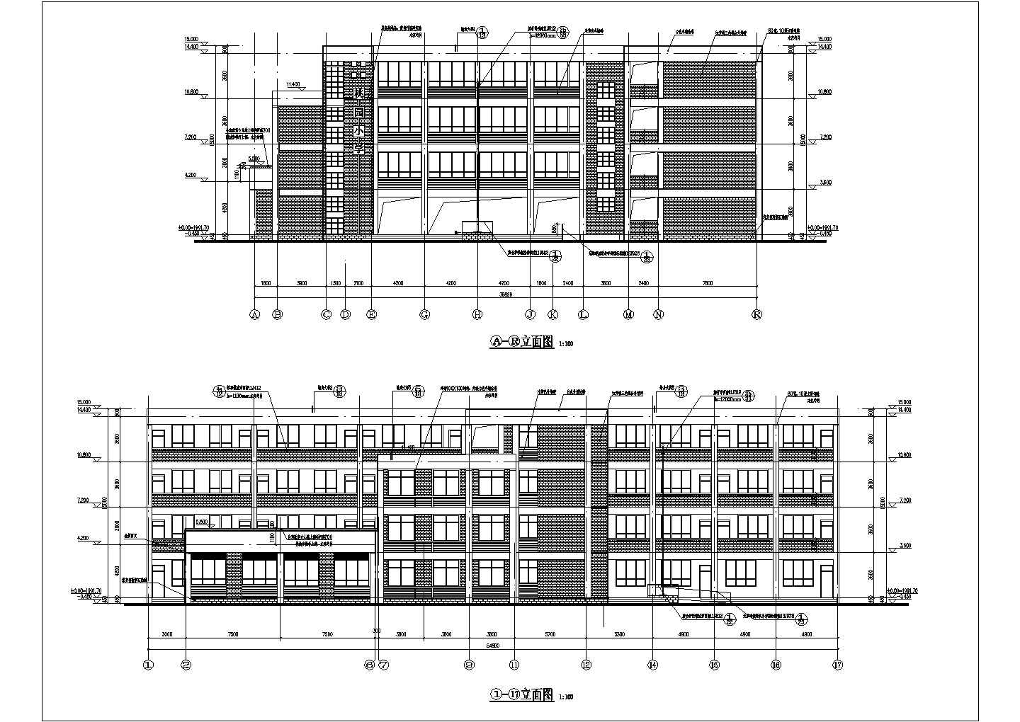 南方某四层中学教学楼建筑设计方案图