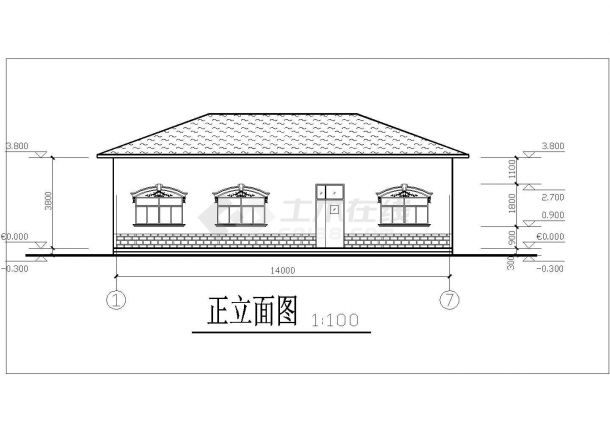 某地新农村单层住宅建筑设计图（标注详细）-图二