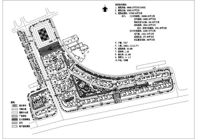 某大型住宅小区总平面规划初步方案图_图1