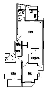 某小区三室一厅带储藏室经典住户建筑设计cad图